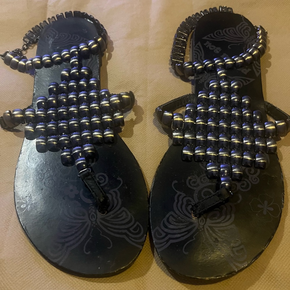Elegant Black “Not Rated” Beaded Sandals